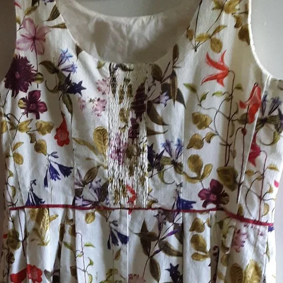 Lands' End Summer Floral Botanical Plus Size Lined Pockets Midi Dress - Picture 5 of 16